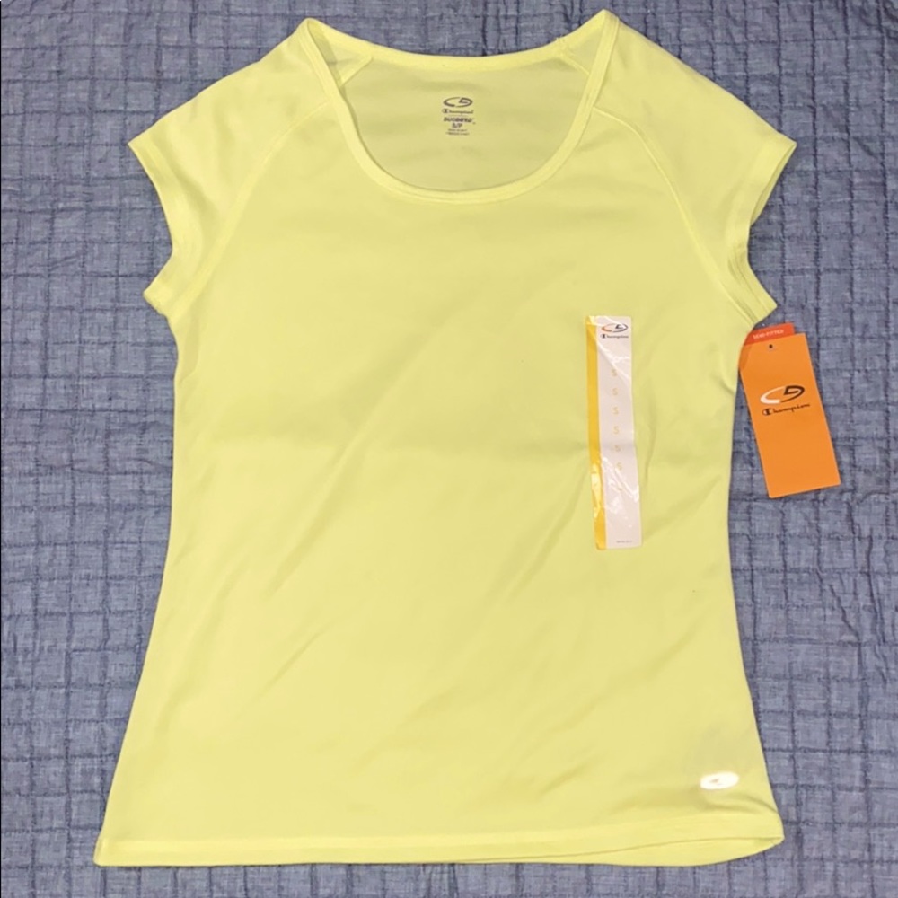 Bright yellow moisture-wicking workout top